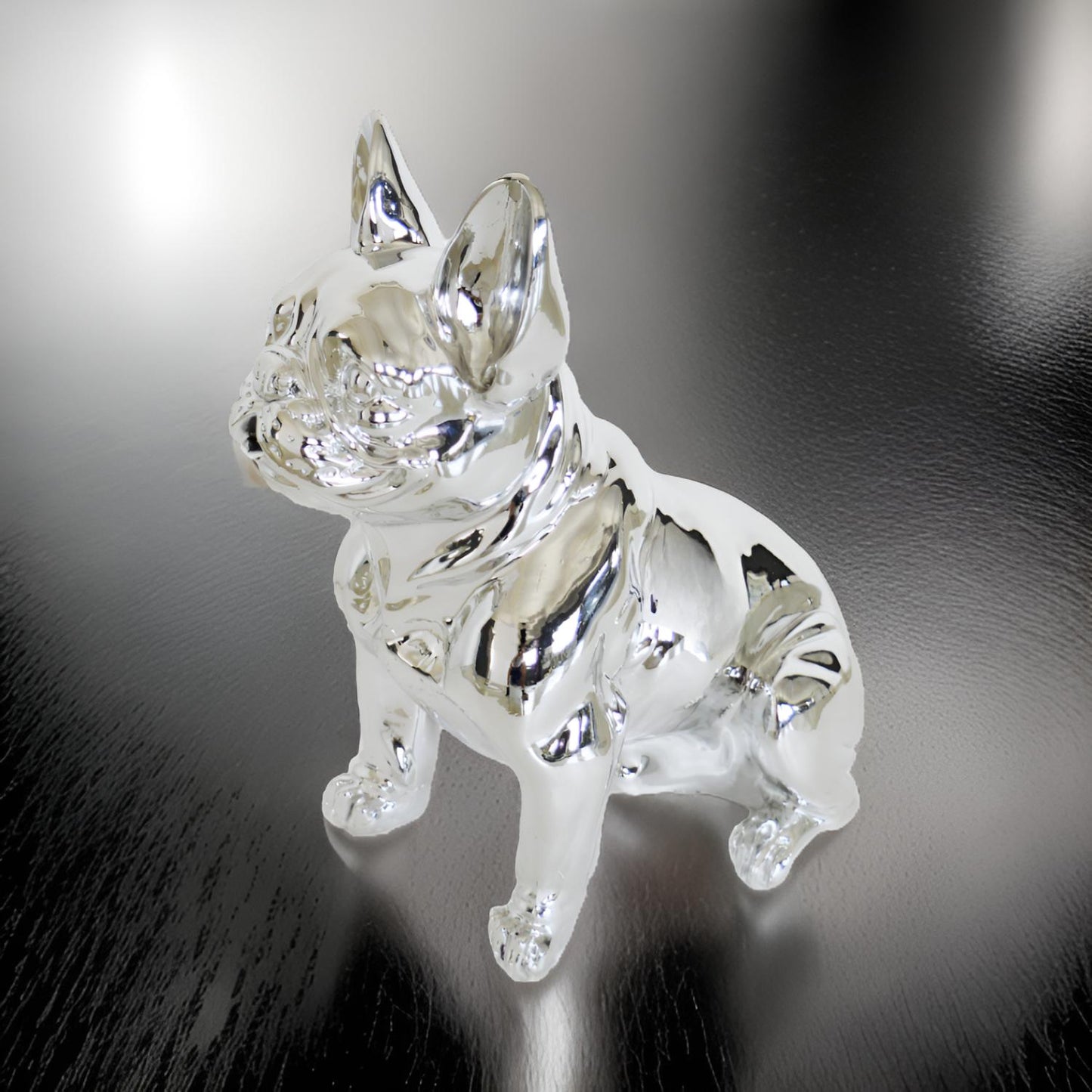 Silver French Bulldog Statue
