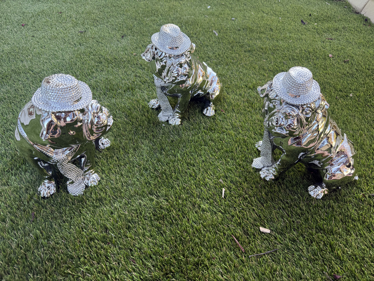 Silver Bulldog Statue