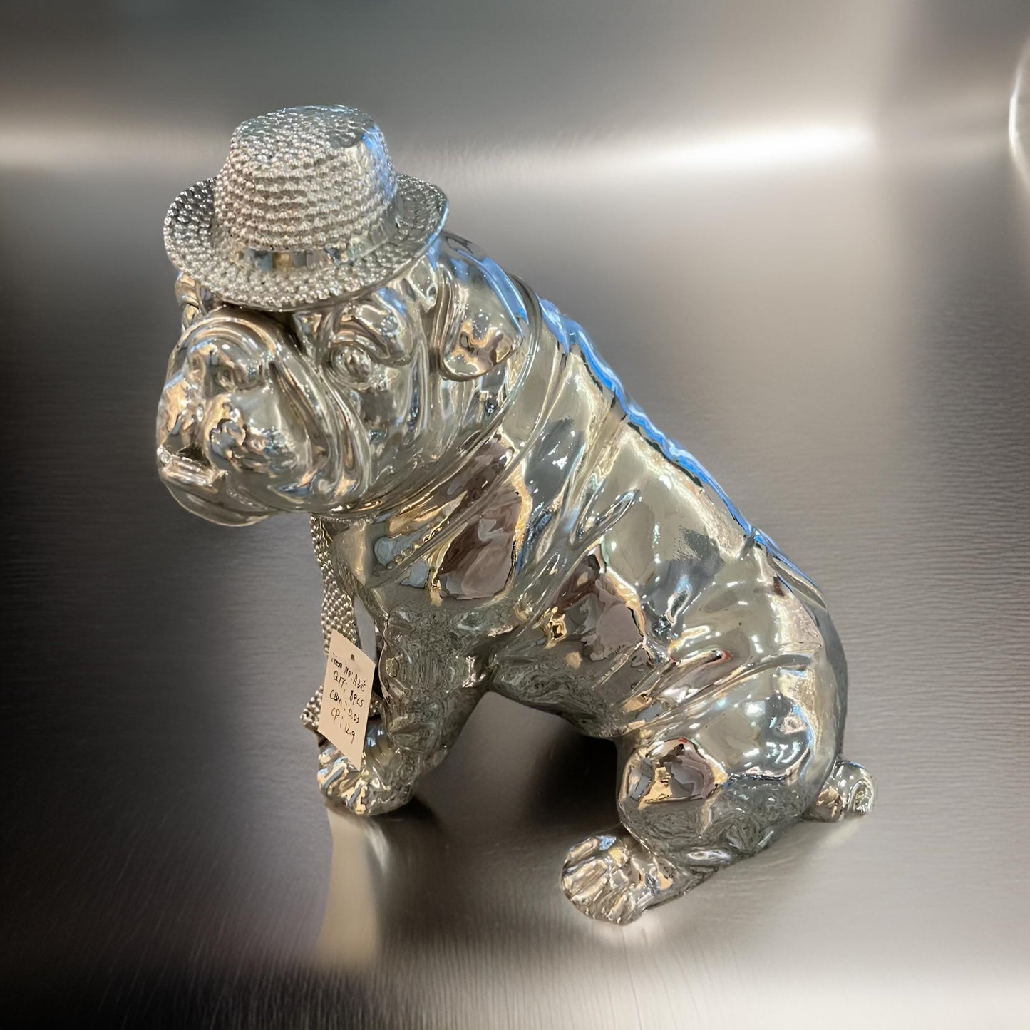 Silver Bulldog Statue