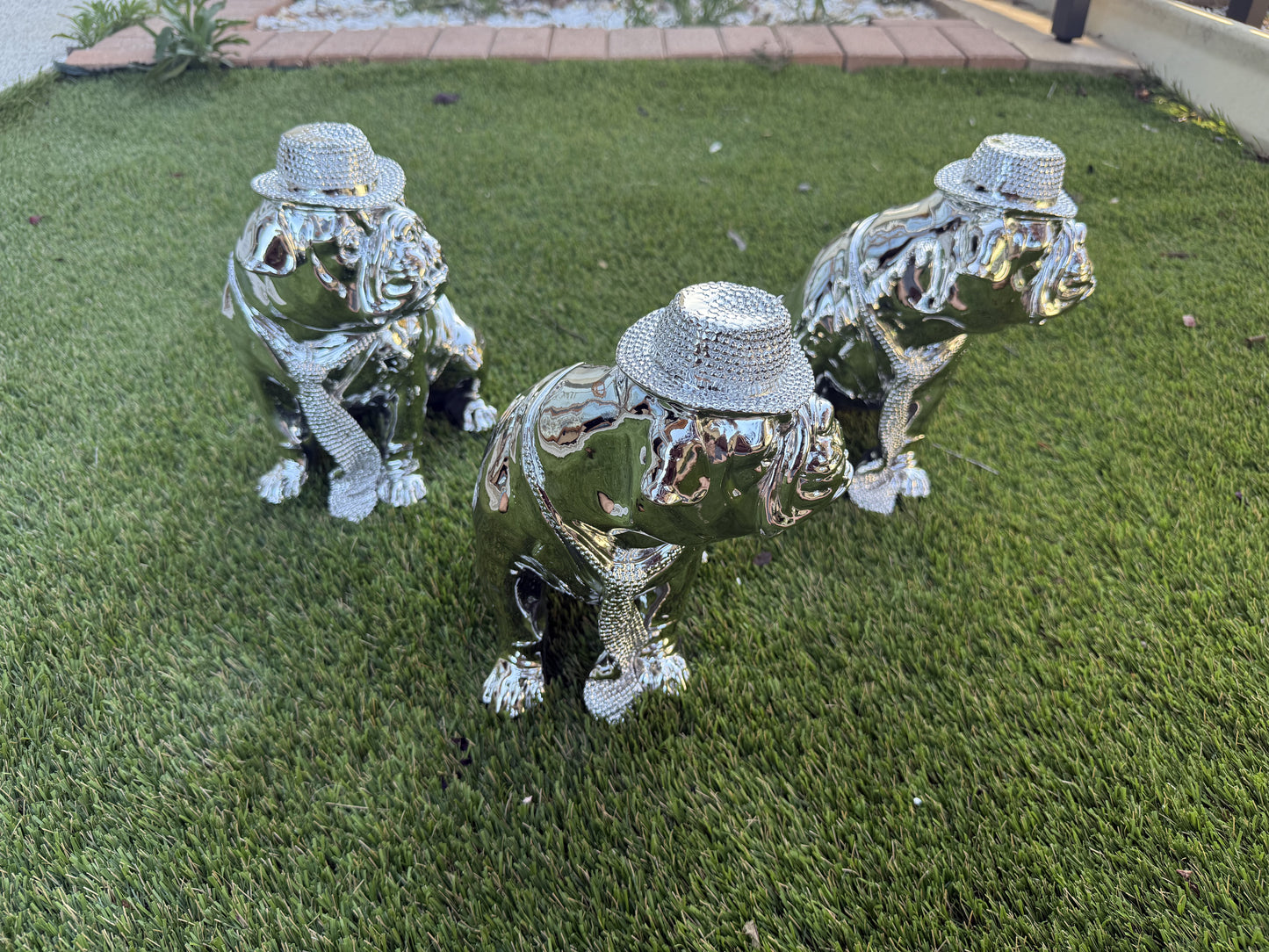 Silver Bulldog Statue